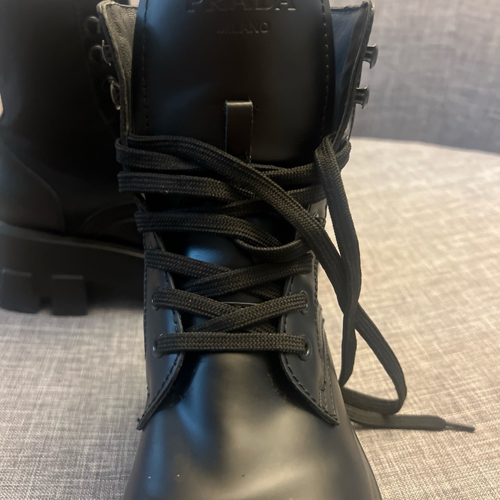 Prada Sleek Black Lace-Up Boots - Picture 13 of 16